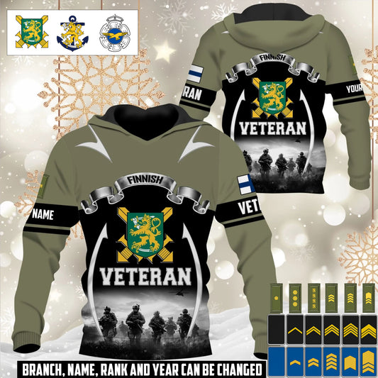 Personalized Finland Soldier/Veteran Camo with Name and Rank Hoodie All Over Printed - 17609184