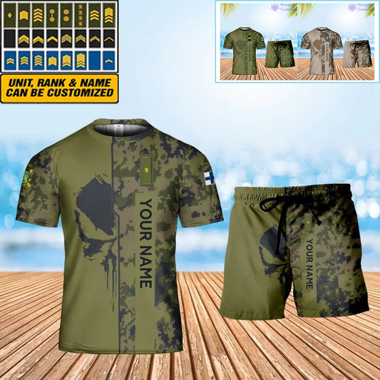 Personalized Finland Soldier/ Veteran Camo With Name And Rank Combo T-Shirt + Short 3D Printed  - 10052401QA