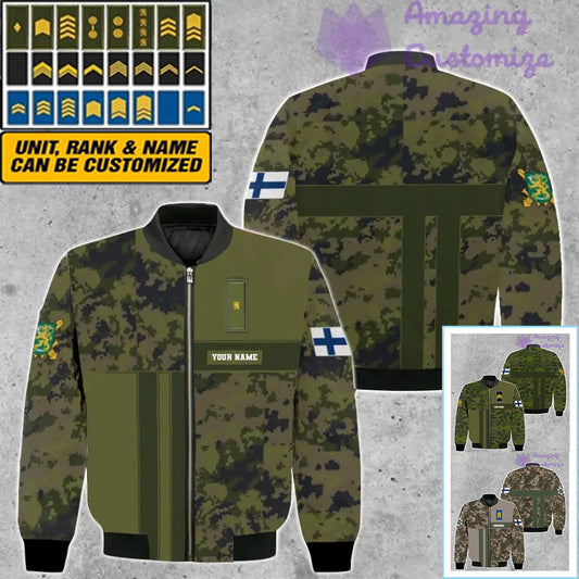 Personalized Finland Soldier/ Veteran Camo With Name And Rank Bomber Jacket 3D Printed  - 07052401QA