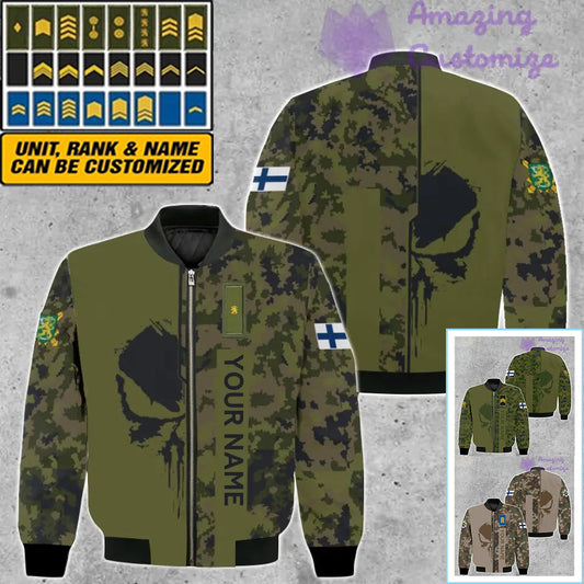 Personalized Finland Soldier/ Veteran Camo With Name And Rank Bomber Jacket 3D Printed  - 10052401QA