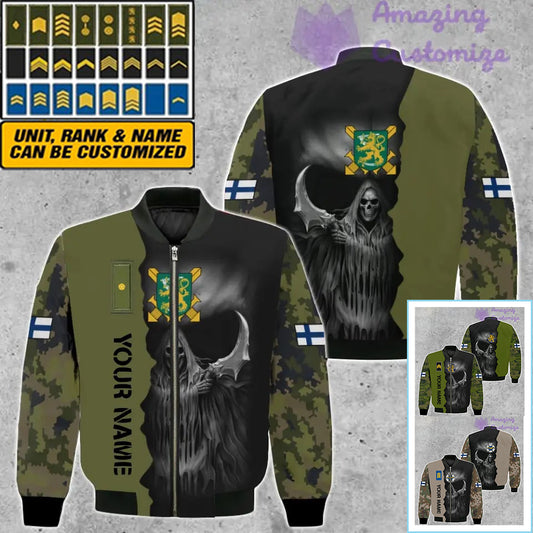 Personalized Finland Soldier/ Veteran Camo With Name And Rank Bomber Jacket 3D Printed  - 260124QA