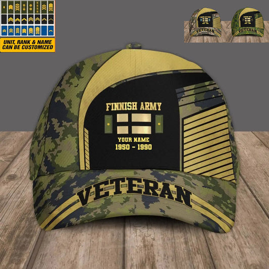 Personalized Rank, Year And Name Finland Soldier/Veterans Camo Baseball Cap Veteran - 2103240001