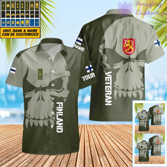 Personalized Finland Soldier/ Veteran Camo With Name And Rank Hawaii Shirt 3D Printed  - 1602240001