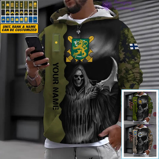 Personalized Finland Soldier/ Veteran Camo With Name And Rank Hoodie 3D Printed - 2601240001QA