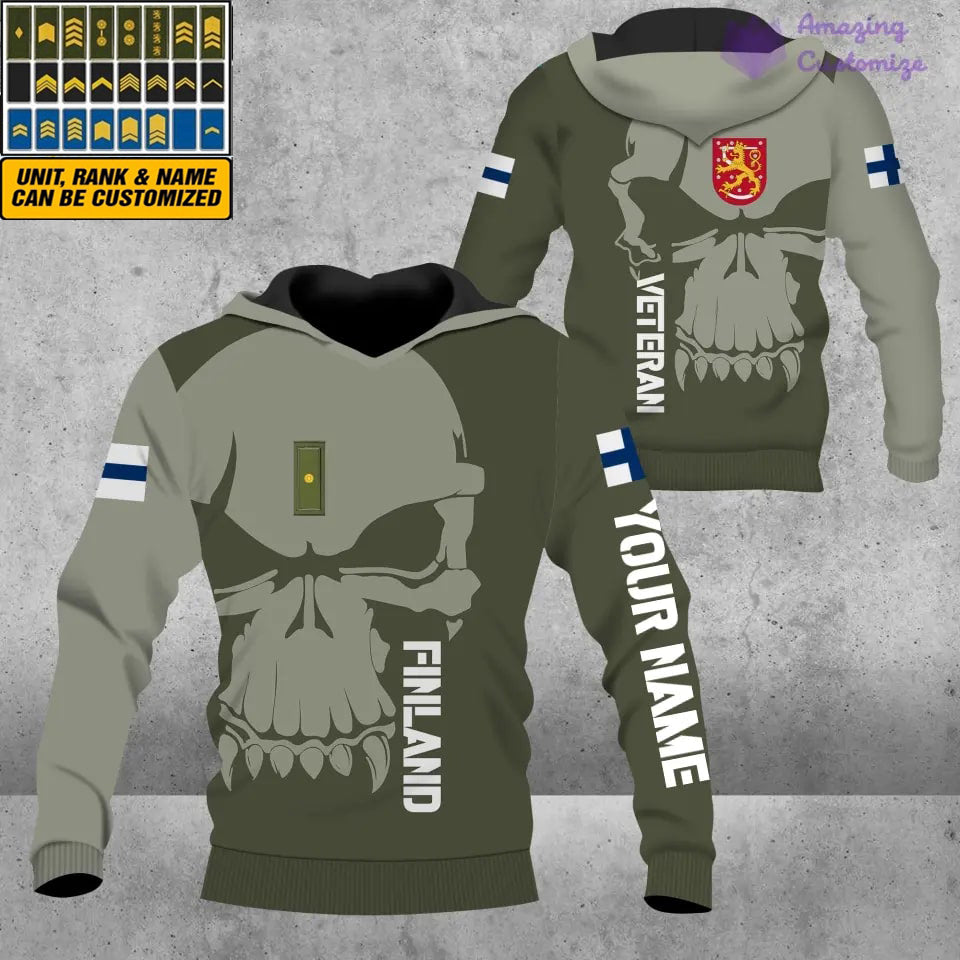 Personalized Finland Soldier/ Veteran Camo With Name And Rank Hoodie 3D Printed  - 1602240001