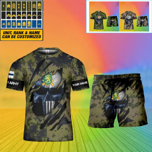 Personalized Finland Soldier/ Veteran Camo With Name And Rank Combo T-Shirt + Short 3D Printed  - 08042402QA