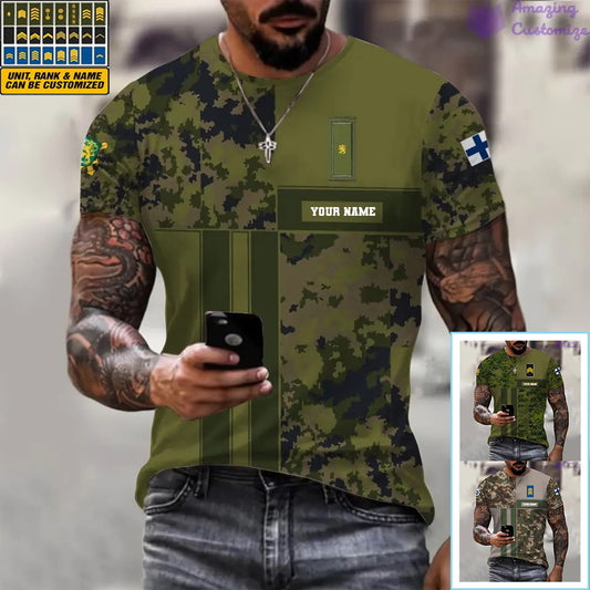 Personalized Finland Soldier/ Veteran Camo With Name And Rank T-shirt Printed  - 07052401QA