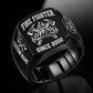 Firefighter Bold Lettering ring in Black, showing CUSTOM NAME and SINCE 2000