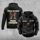 Firefighter Proud Walk Vintage Hoodie in Black, front and back views with CUSTOM NAME and SINCE 2000 chest samples, helmet-and-axes sleeve motifs, a plain lower front pouch with brown label, and boots artwork reading I WALK THE WALK, PROUD, FIREFIGHTER.