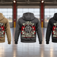 Five complete rear views of the Firefighter Heritage Crest Vintage Hoodie in Military Green, Kaki, Dark Gray, Black and Dark Blue, arranged separately in a quiet firehouse bay. Each back shows the ornate firefighter-and-axes crest and the wording I AM A, FIREFIGHTER, READY TO ANSWER and PRIDE IN EVERY CALL.