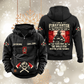 Firefighter Skills and Pride Vintage Hoodie in Black, front and back views with sample chest text CUSTOM NAME and SINCE 2000, helmet-and-axes motifs and firefighter portrait back artwork.