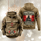 Firefighter Skills and Pride Vintage Hoodie in Kaki, front and back views with sample chest text CUSTOM NAME and SINCE 2000, helmet-and-axes motifs and firefighter portrait back artwork.