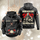 Dark Gray Firefighter By Choice vintage half-zip hoodie, front and back views with CUSTOM NAME and SINCE 2000 chest samples, helmet-and-crossed-axes motifs, and a firefighter portrait beneath BORN WITH GRIT above FIREFIGHTER BY CHOICE.