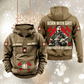 Kaki Firefighter By Choice vintage half-zip hoodie, front and back views with CUSTOM NAME and SINCE 2000 chest samples, helmet-and-crossed-axes motifs, and a firefighter portrait beneath BORN WITH GRIT above FIREFIGHTER BY CHOICE.