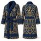 Personalized Firefighter Bathrobe - Art Deco Craft blue front and back view