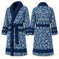 Personalized Firefighter Bathrobe blue front and back