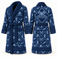 Personalized Firefighter Bathrobe - Diamond Emblems blue front and back view