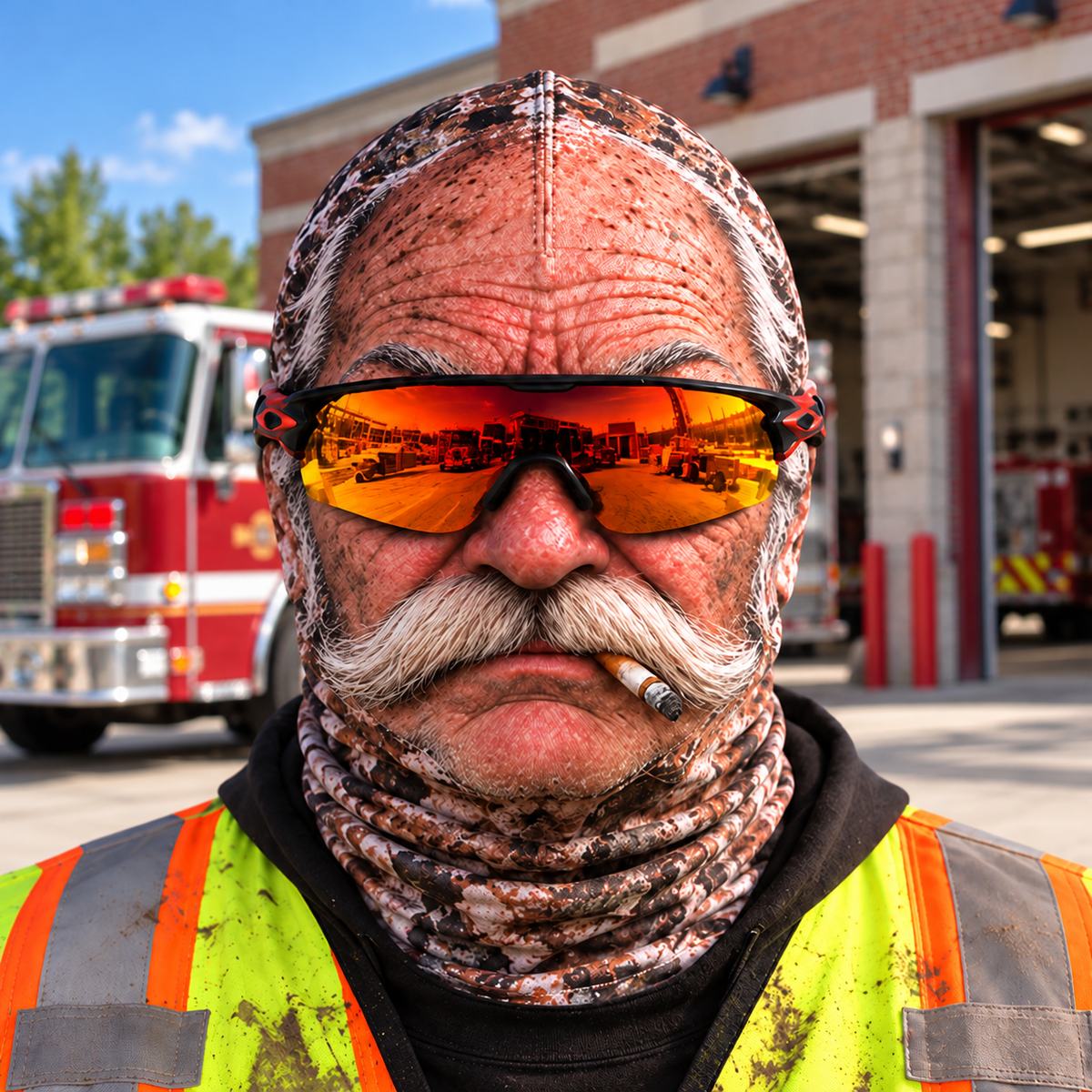 Firefighter funny face balaclava - Style 1