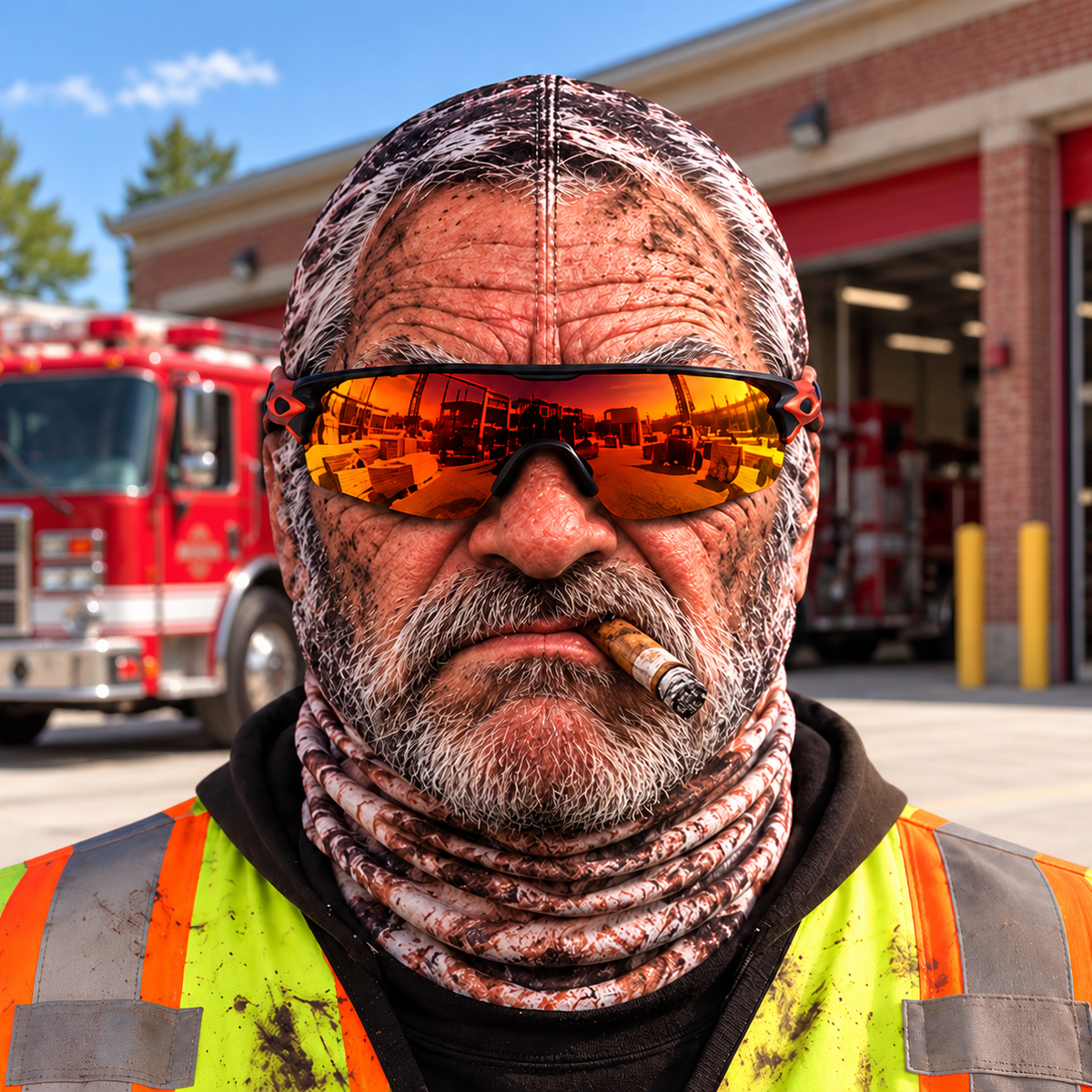 Firefighter funny face balaclava - Style 10