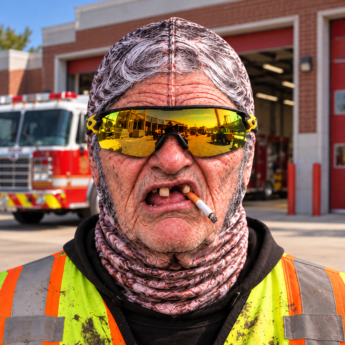 Firefighter funny face balaclava - Style 3