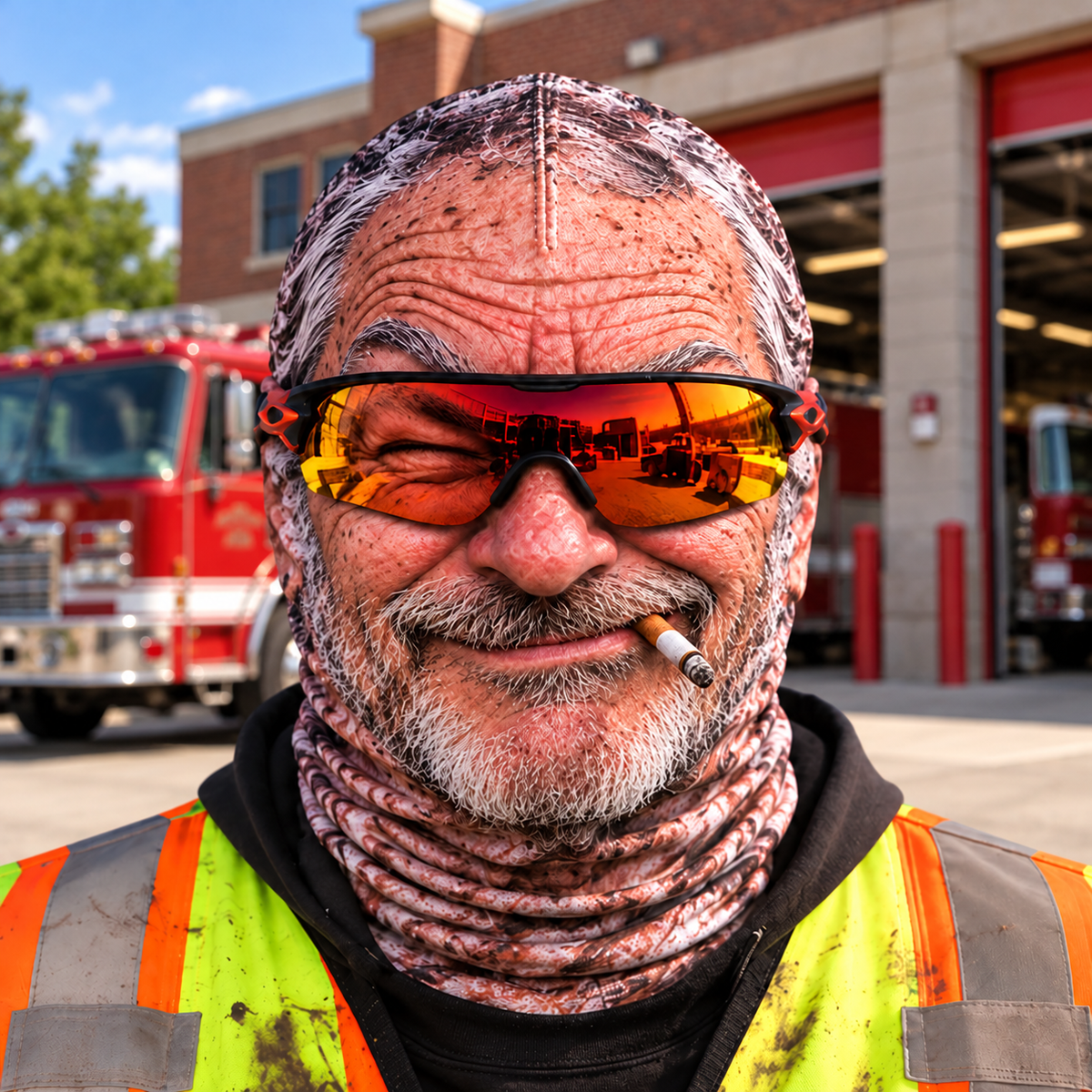 Firefighter funny face balaclava - Style 4