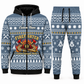 firefighter blue-gray Winter Snowflake full-zip hoodie and jogger combo with Custom Name and Custom Company Name