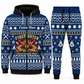 firefighter navy Winter Snowflake full-zip hoodie and jogger combo with Custom Name and Custom Company Name