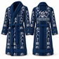 Personalized Firefighter Bathrobe - Workbench Stripes blue front and back view
