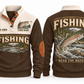 Read the Water personalized fishing sports sweatshirt in Brown, front and back