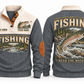 Read the Water personalized fishing sports sweatshirt in Grey, front and back