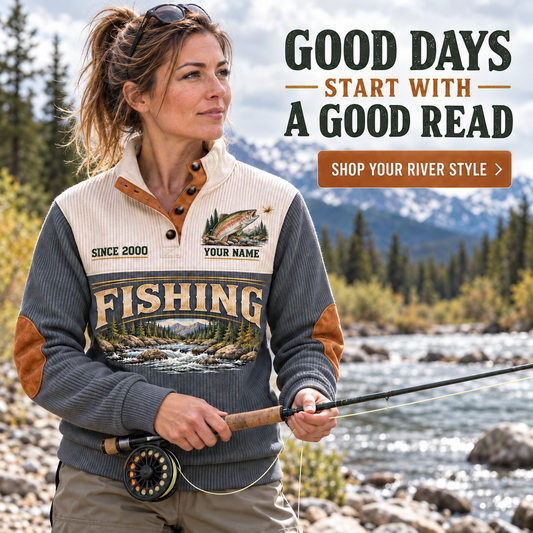 Read the Water | Fishing Personalized Sports Sweatshirt lifestyle mockup in Grey