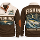 Beyond the Shore personalized fishing sports sweatshirt in Brown, front and back
