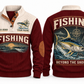 Beyond the Shore personalized fishing sports sweatshirt in Jujube Red, front and back