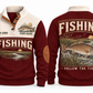 Follow the Tide personalized fishing sports sweatshirt in Jujube Red, front and back