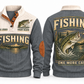 One More Cast personalized fishing sports sweatshirt in Grey, front and back