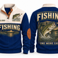 One More Cast personalized fishing sports sweatshirt in Navy, front and back