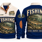 Catch · Respect · Release personalized fishing sports sweatshirt in Navy, front and back