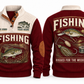 Rigged for the Weekend personalized fishing sports sweatshirt in Jujube Red, front and back