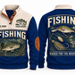 Rigged for the Weekend personalized fishing sports sweatshirt in Navy, front and back