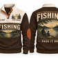 Pass It On personalized fishing sports sweatshirt in Brown, front and back