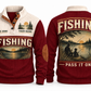 Pass It On personalized fishing sports sweatshirt in Jujube Red, front and back