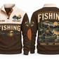 Paddle · Cast · Repeat personalized fishing sports sweatshirt in Brown, front and back
