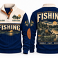 Paddle · Cast · Repeat personalized fishing sports sweatshirt in Navy, front and back