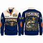 Clock Out · Cast Out personalized fishing sports sweatshirt in Navy, front and back