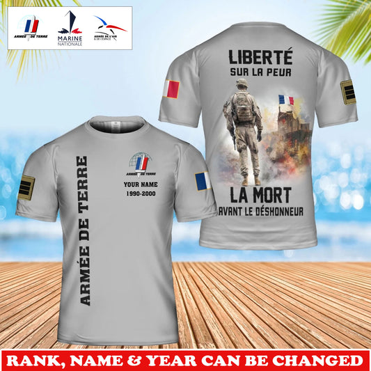 Personalized France Soldier/Veteran Camo with Rank, Name and Year T-Shirt All Over Printed - 17733600