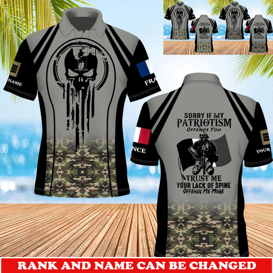 Personalized France Soldier/Veteran Camo with Rank and Name T-Shirt All Over Printed - 17741376