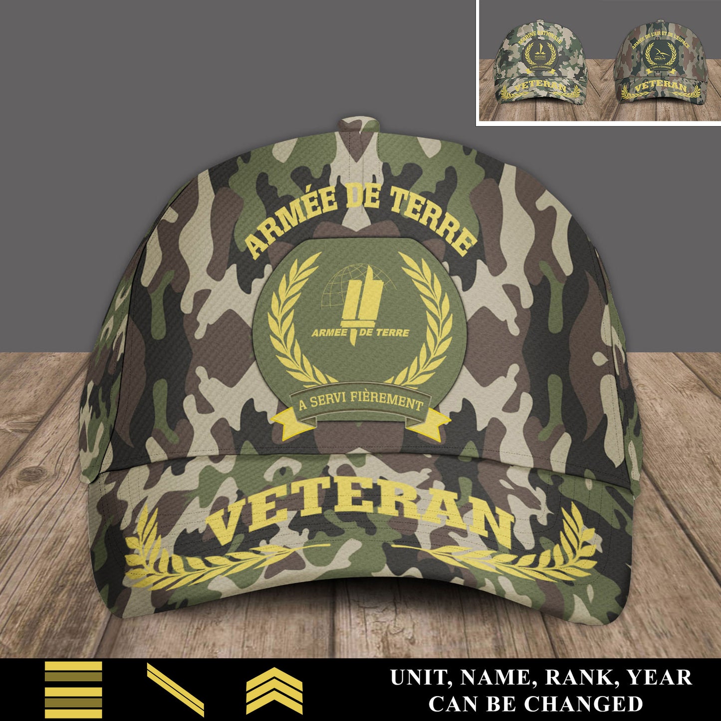 Personalized Rank, Year And Name France Soldier/Veterans Baseball Cap - 17535744