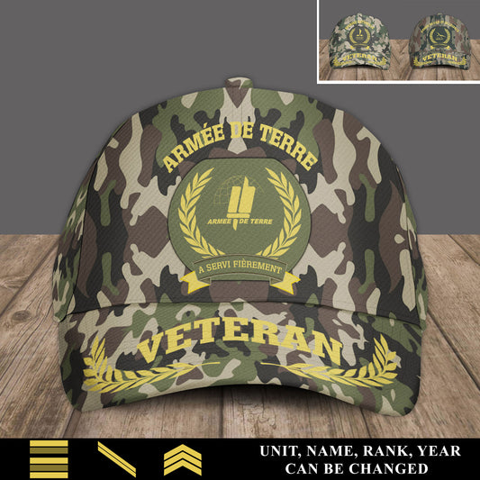 Personalized Rank, Year And Name France Soldier/Veterans Baseball Cap - 17535744