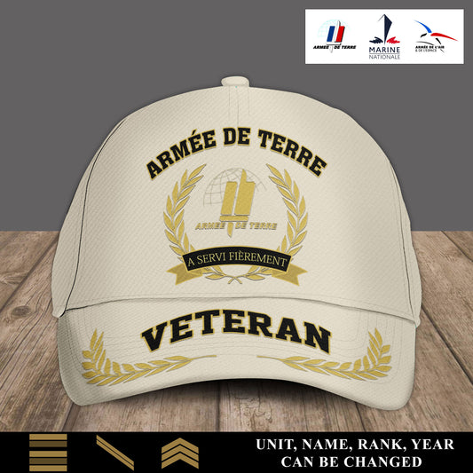Personalized Rank, Year And Name France Soldier/Veterans Baseball Cap - 17536608