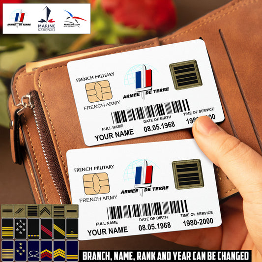Personalized France Soldier/ Veteran With Rank, Name And Year Aluminum Wallet Card - 17507232